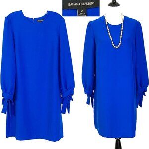 New Banana Republic Royal Blue Long Sleeve Shift Party Career Dress Sz 12